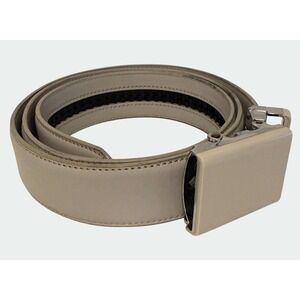Falari Automatic Ratchet Belt Size Medium Adjustable Buckle‎ Gray Leather Strap